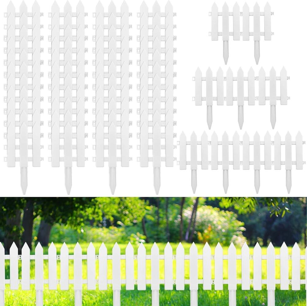 48PK Small White Classic Garden Fence Panels Border Inserts 6.69'' L x 7.87" H